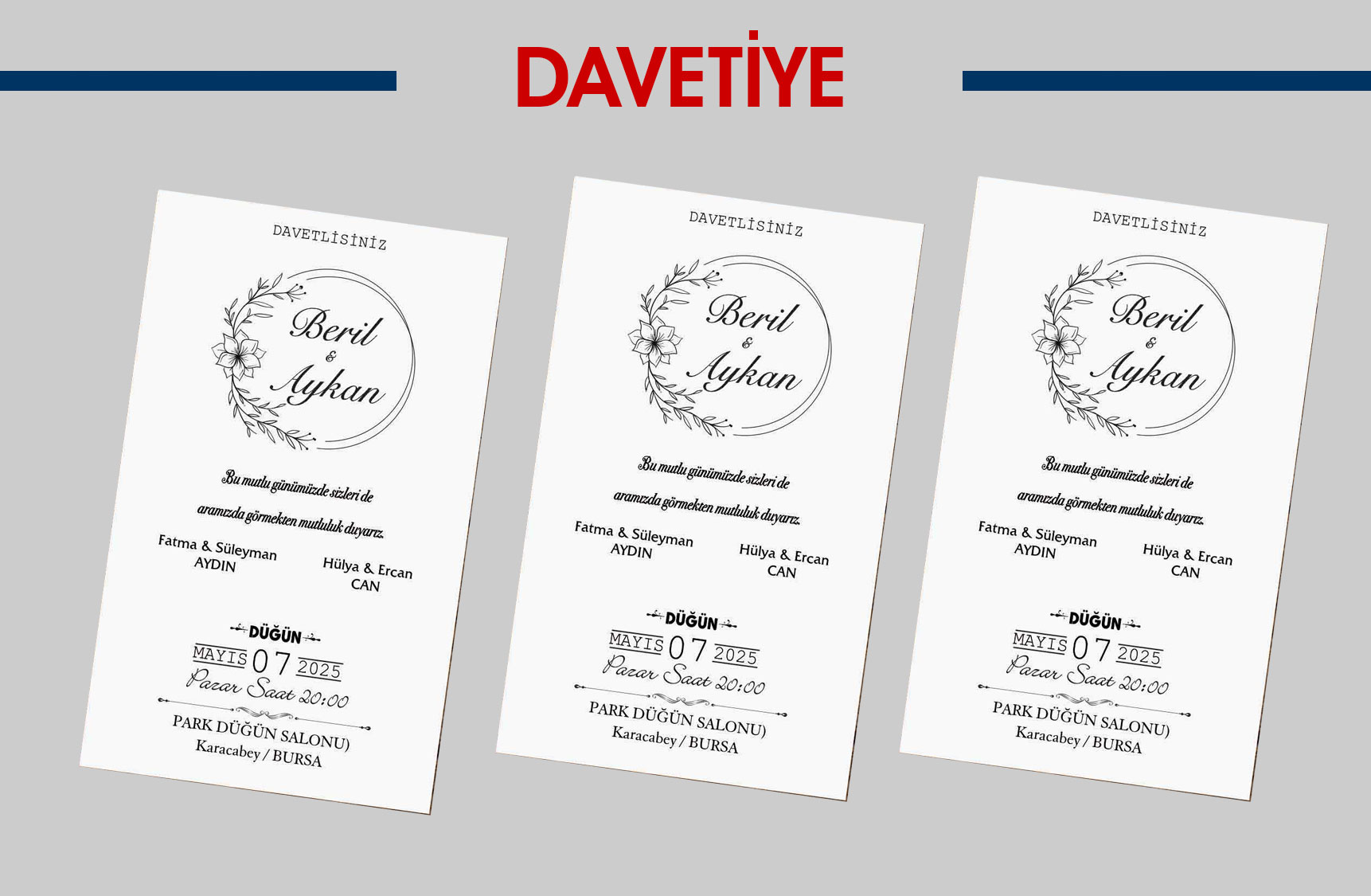 1000 Adet Davetiye 3750 TL